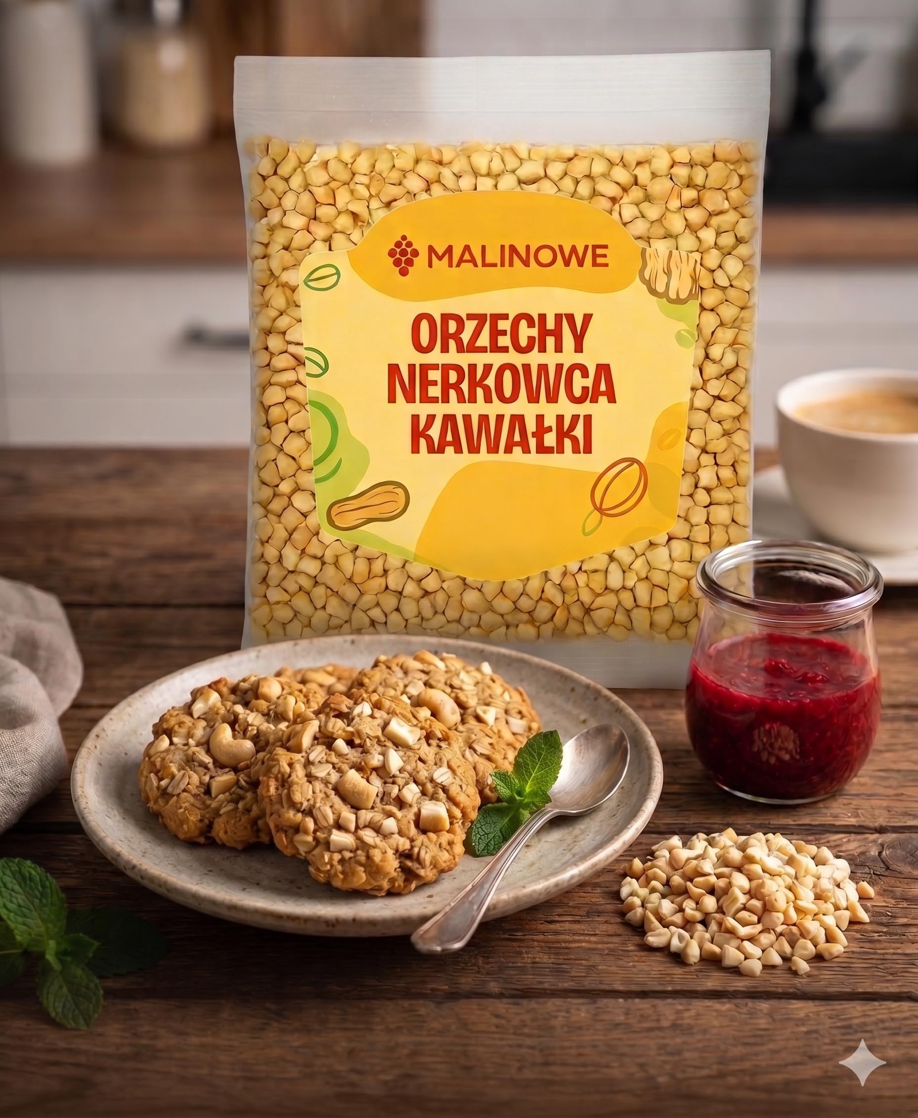 Malinowe ORZECHY NERKOWCA KAWAŁKI 1kg Naturalne Smaczne Do Wypieków