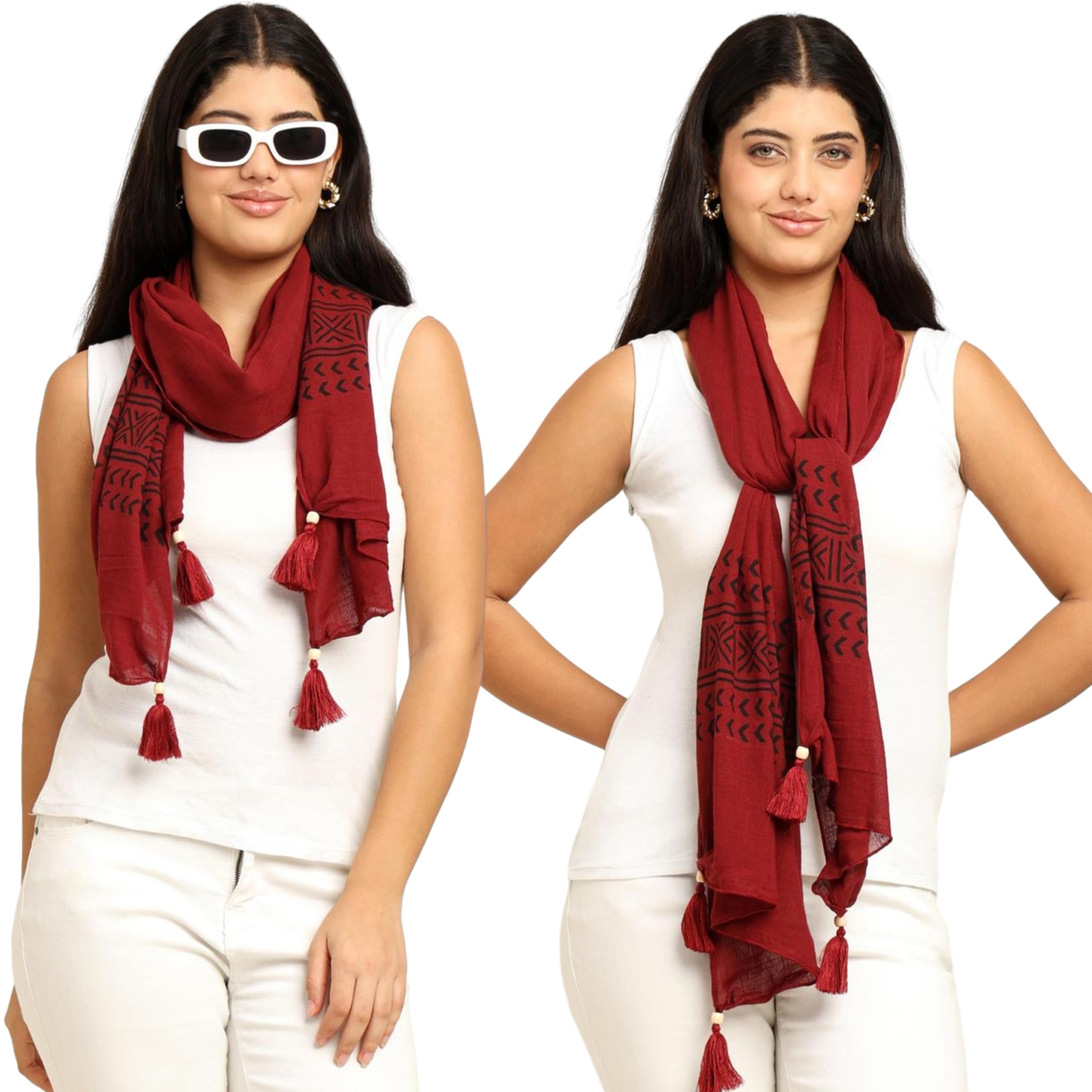 KE KanhaExportsKE KANHA EXPORTS scarf for women stylish | Scarf For Women | face mask | Printed Fancy Tassle Full Face Cover | Head | Hair Face Protection | Sun Protection in summer & Winter | Lightweight