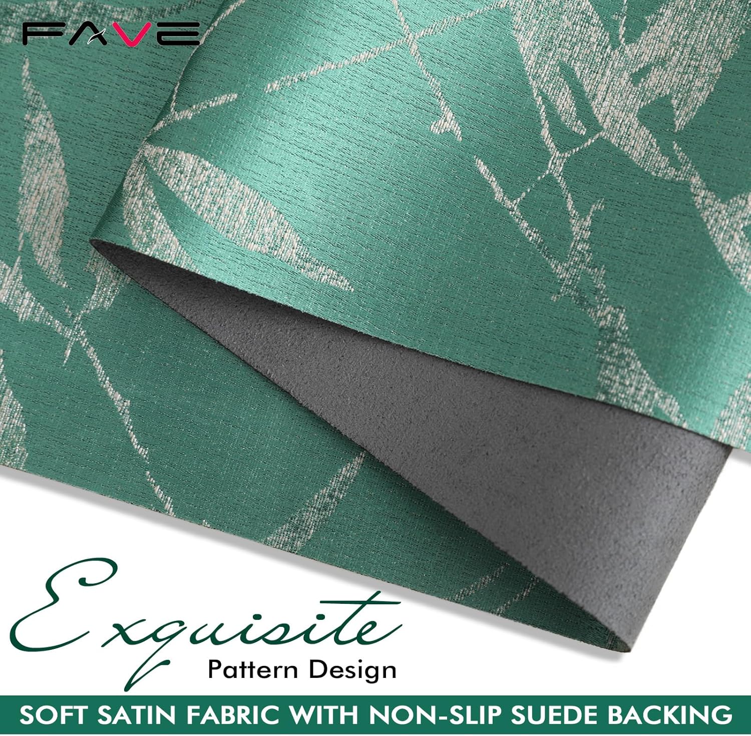FAVE Hunter Green Table Runners Stain Table Runner for Rectangle Table Graduated Embroidery Design Dining Table Decor for Wedding, Banquet, Birthday, Party, Restaurant(Emerald Bamboo,72”x11”)