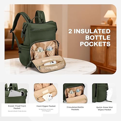 Miniatura 3 de VONAL Mochila de neopreno para pañales con cambiador, mochila de neopreno de gran capacidad de 33 litros con bolsillos aislados, mochila de pañales