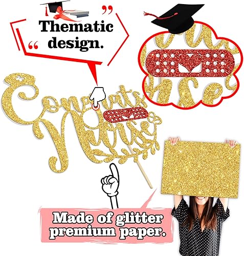 Miniatura 2 de Decoración para tartas de enfermera, BSNRNLPN, decoración para tartas de graduación para clase de 2024, suministros de decoración de fiesta de