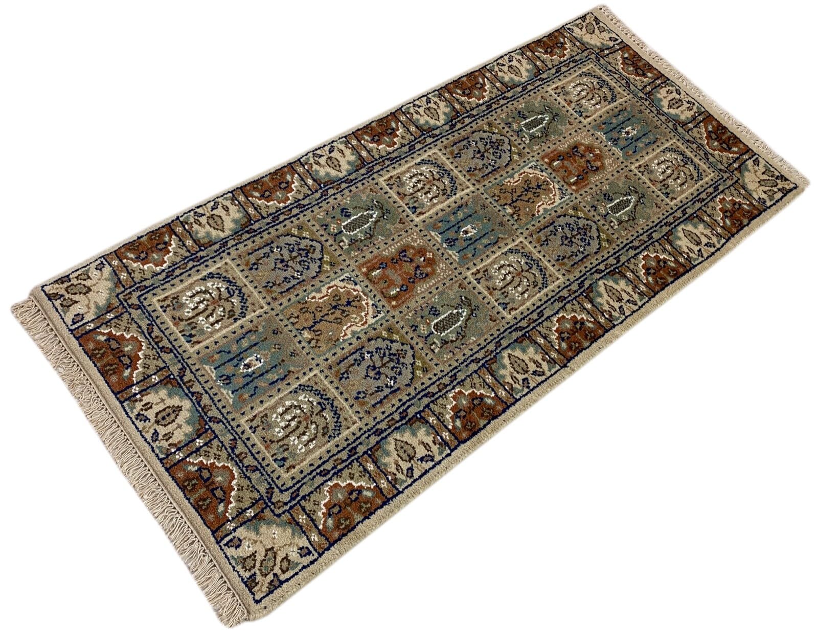 Beżowy dywan wełniany, ręcznie tkany dywan orientalny 100% żywa wełna 70 x 150 cm B01