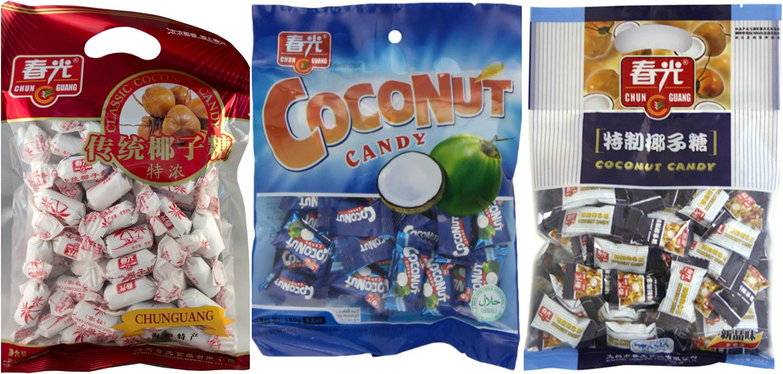 Chun Guang Coconut Hard Candy 3 Pack Regular Premium Classic