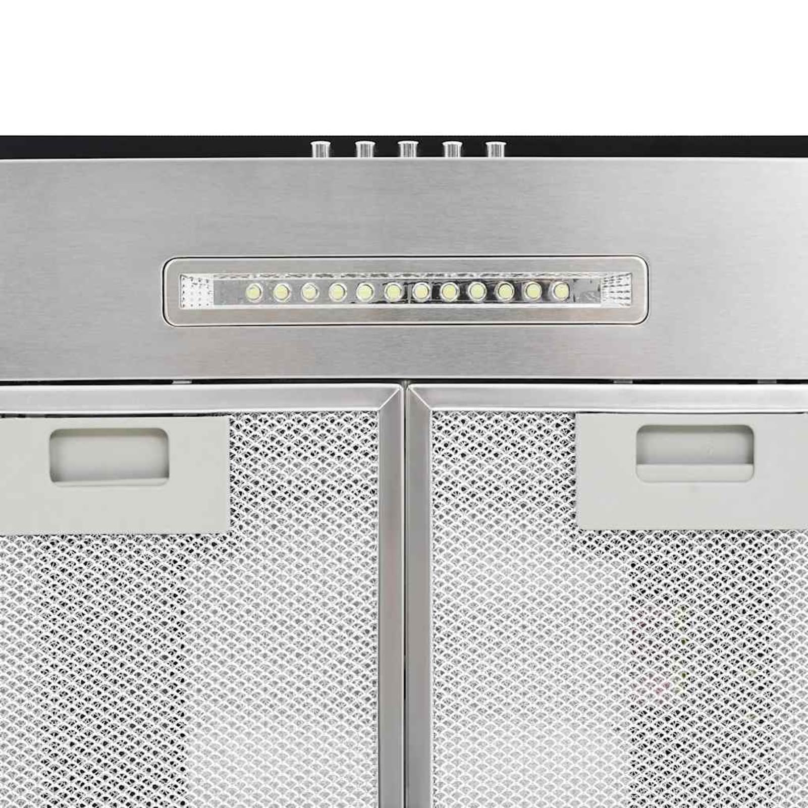 Campana Extractora de Cocina, 3 Velocidades, LED, Filtros de Grasa y Carbón, Acero Inoxidable, Vidrio Templado, 90x53x(56-111) cm, para Cocinas con Isla Modelo DYEEG-MN-50664ES