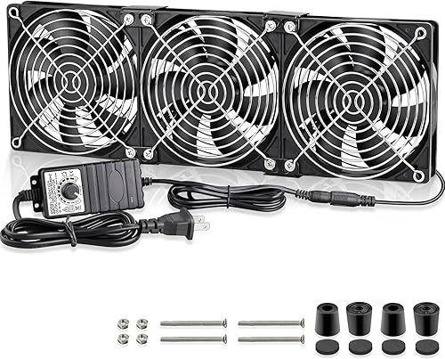 GDSTIME Ventiladores Big Airflow de 0.118 x 4.724 in DC 12V con control de velocidad de CA 110V - 240V, ventilador de enfriamiento de chasis de
