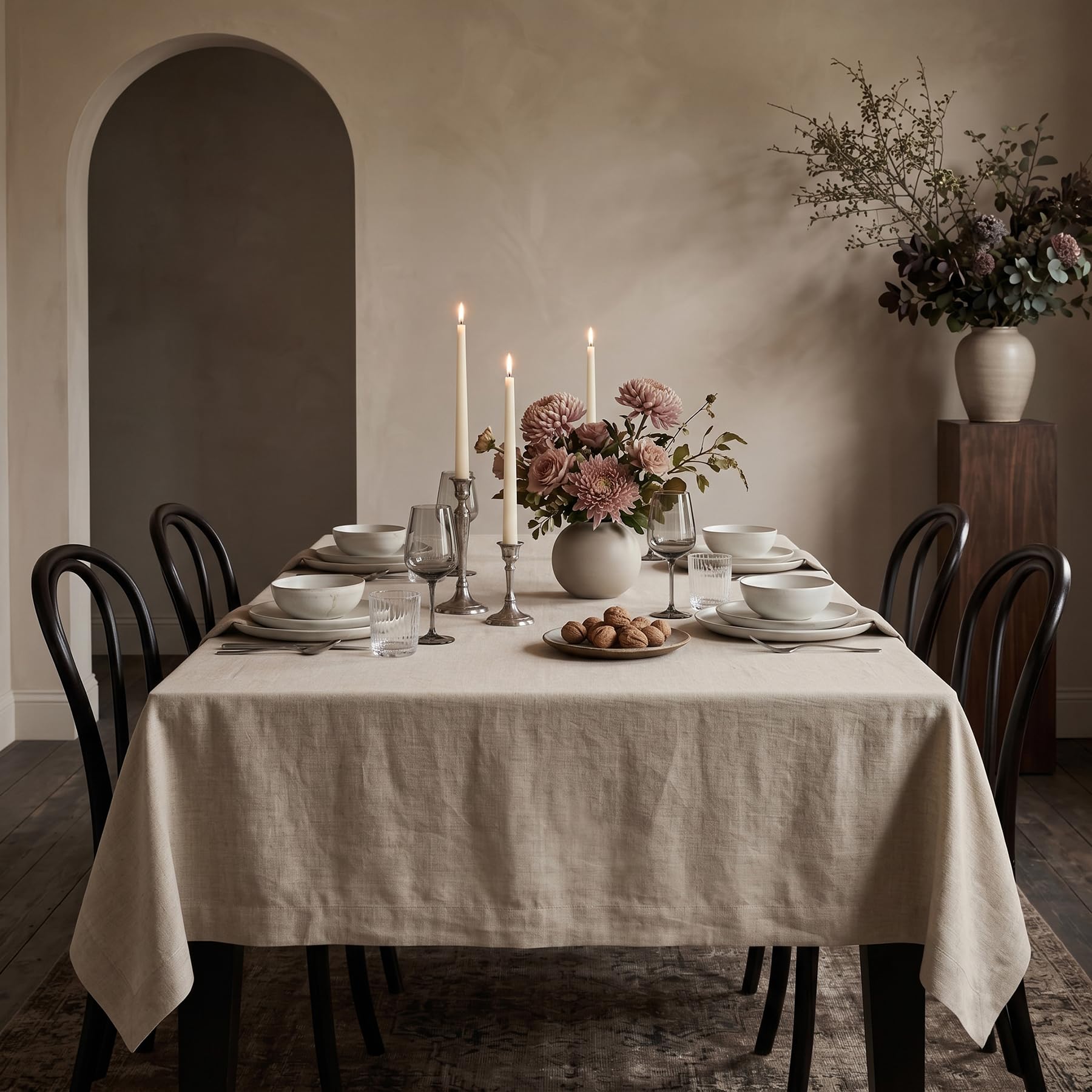 Solino Home Tovaglia in lino naturale, 152 x 274 cm, 100% puro lino, lavabile in lavatrice, per l'estate, motivo festivo