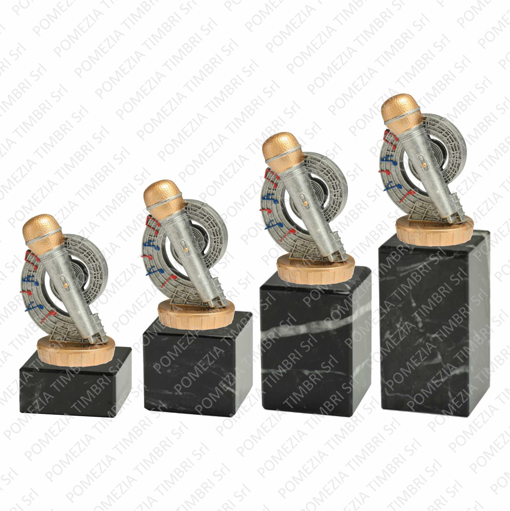 Trofeo Karaoke Microfono in ABS con Base in Marmo Nera