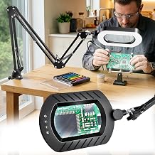 Toolastra Magnifying Lamp with Light 12X, 3-Section Arm LED Desk Clamp Lamp