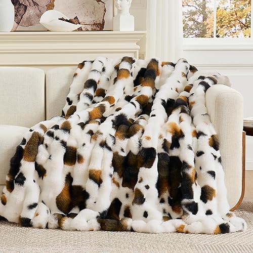 Miniatura 53 de Cozy Bliss Manta de Tiro de Piel Sintética para Sofá, Manta de Felpa Suave Difusa y Gruesa de Burbujas para Sofá Dormitorio Sala de Estar, 50 * 60
