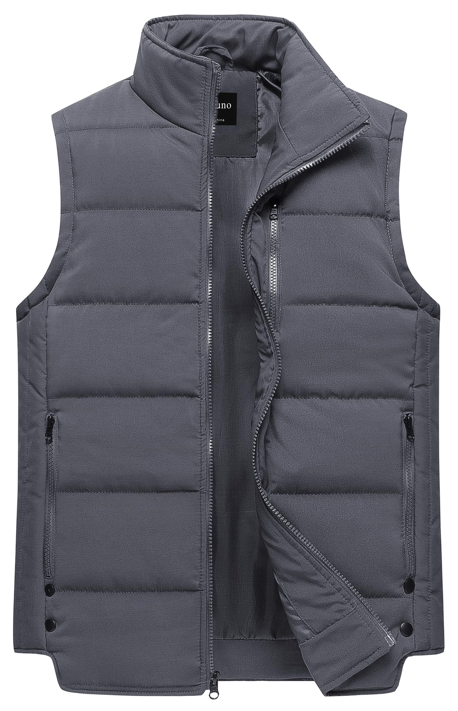 Chrisuno Men's Puffer Vest Outdoor Casual Jacket Stand Collar Padded Vest Coats