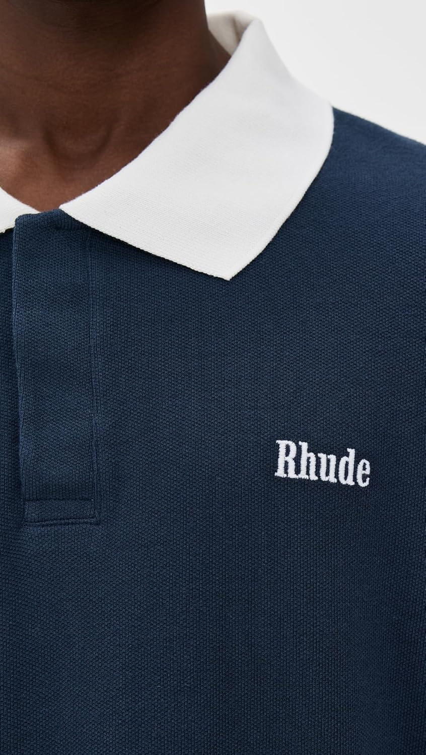 Rhude Men's Long Sleeve Pique Polo - Image 6