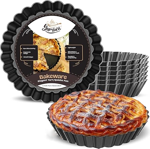 YUMTART Elegante sartén para tartas y quiche, sartén redonda de 11 pulgadas, molde para tartas con fondo falso, sartén para tarta y quiche con parte