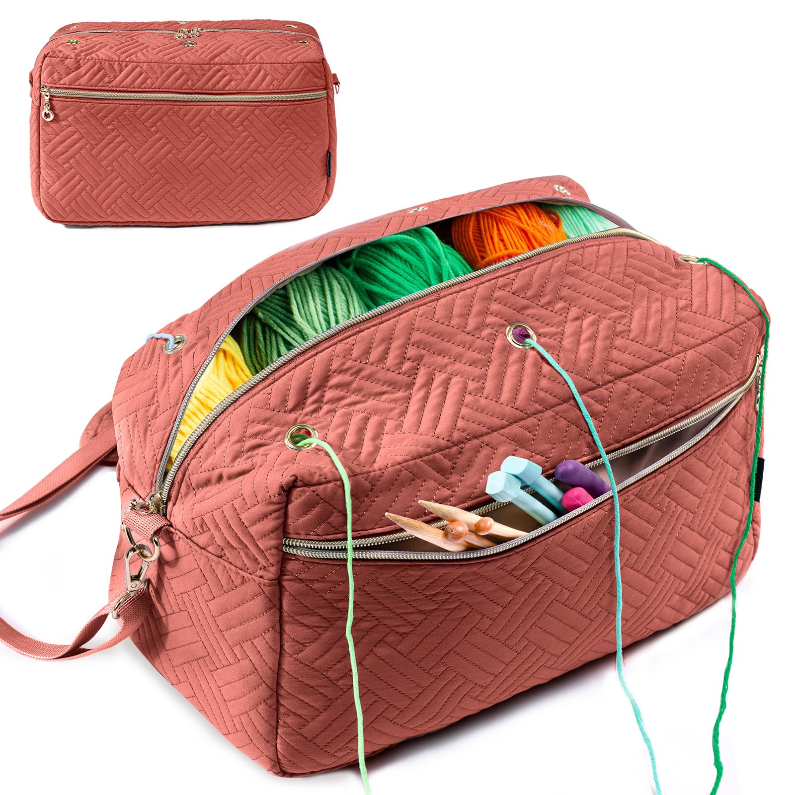MYBAGZING Crochet Bag Yarn Storage Organizer for Knitting &amp;Crochet Projects