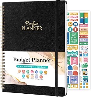 Budget Planner - Budget Book with Bill Organizer and Expense Tracker, 8" x 10", 12 Month Undated Finance Planner/Account Book to Take Control of Your Money, Start Anytime, Black