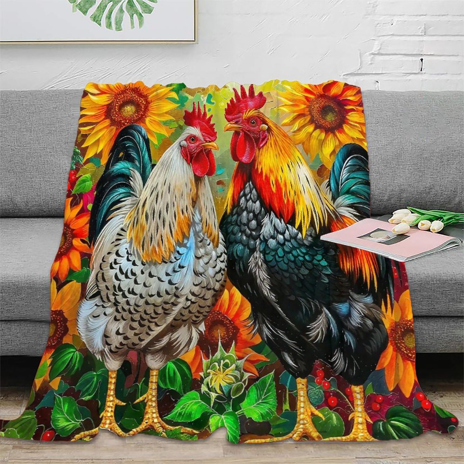 Couverture coq lit 3D cadeau original et douillet pour anniversaire adulte et ado
