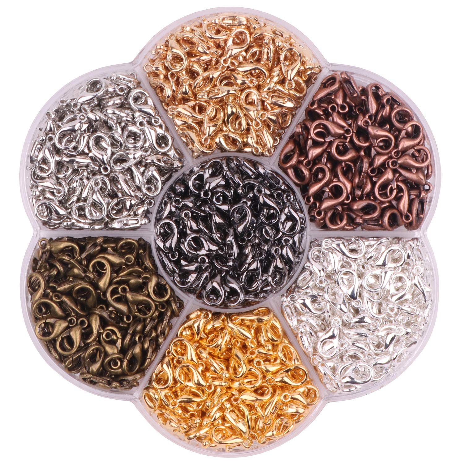 YAKA 420pcs 1 Box 7 Colors Alloy Lobster Clasp DIY Jewelry Bracelet Necklace Making Fastener Hooks (10x6mm)