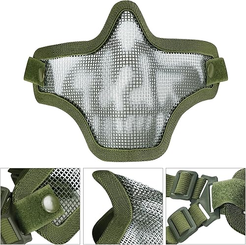 Miniatura 2 de AOUTACC Máscara de Airsoft y gafas, calavera, máscara de media cara, malla de acero y gafas para CS Paintball, tiro, juego de guerra, cosplay
