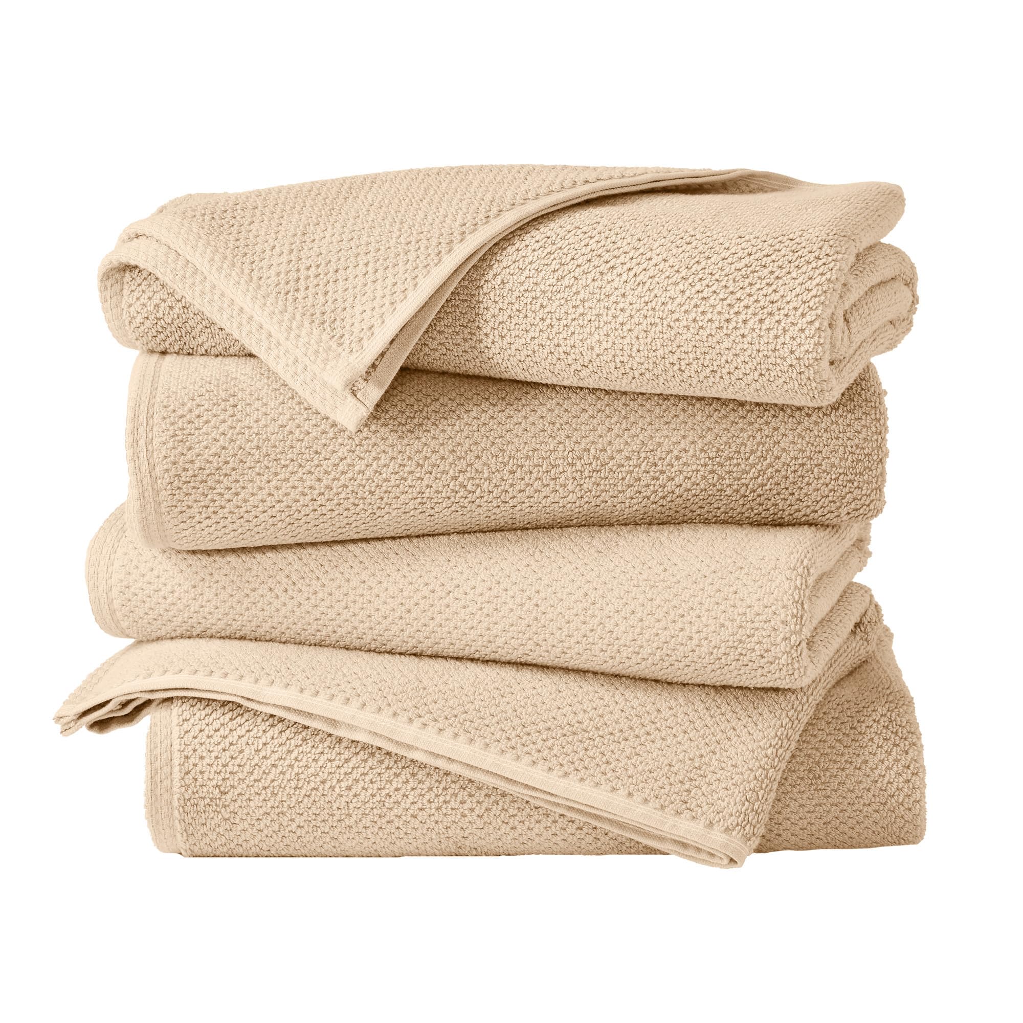Great Bay Home 100% Cotton 4 Pack 54x27 Bath Towel Set - Absorbent, Quick-Drying, Durable Towels for Bathroom Decor - Low-Twist, Two-Ply Fibers (Taupe