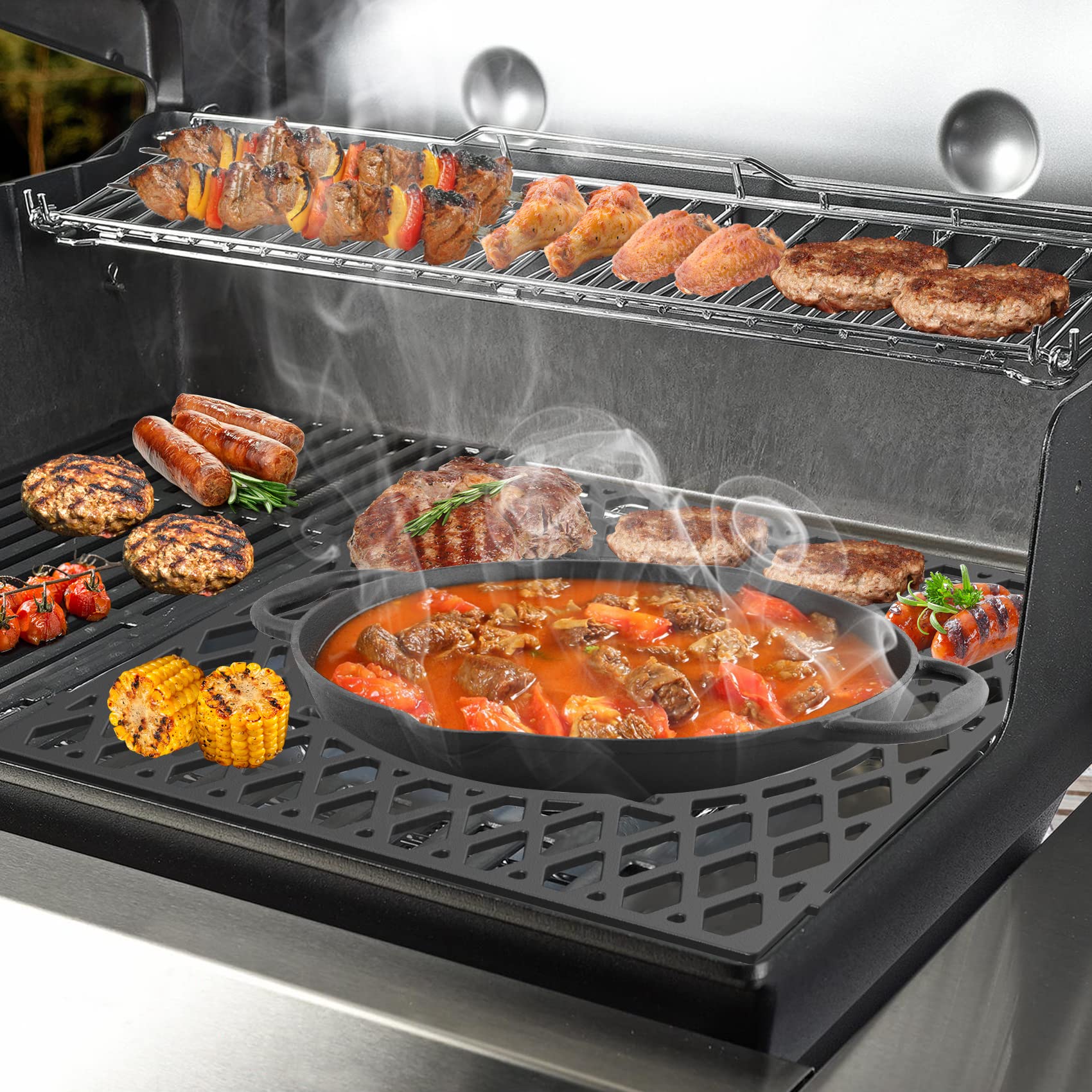 Panier à Charbon Onlyfire Pour Weber 47/57/67cm - Acier Inox, Réservoir D'Eau Amovible