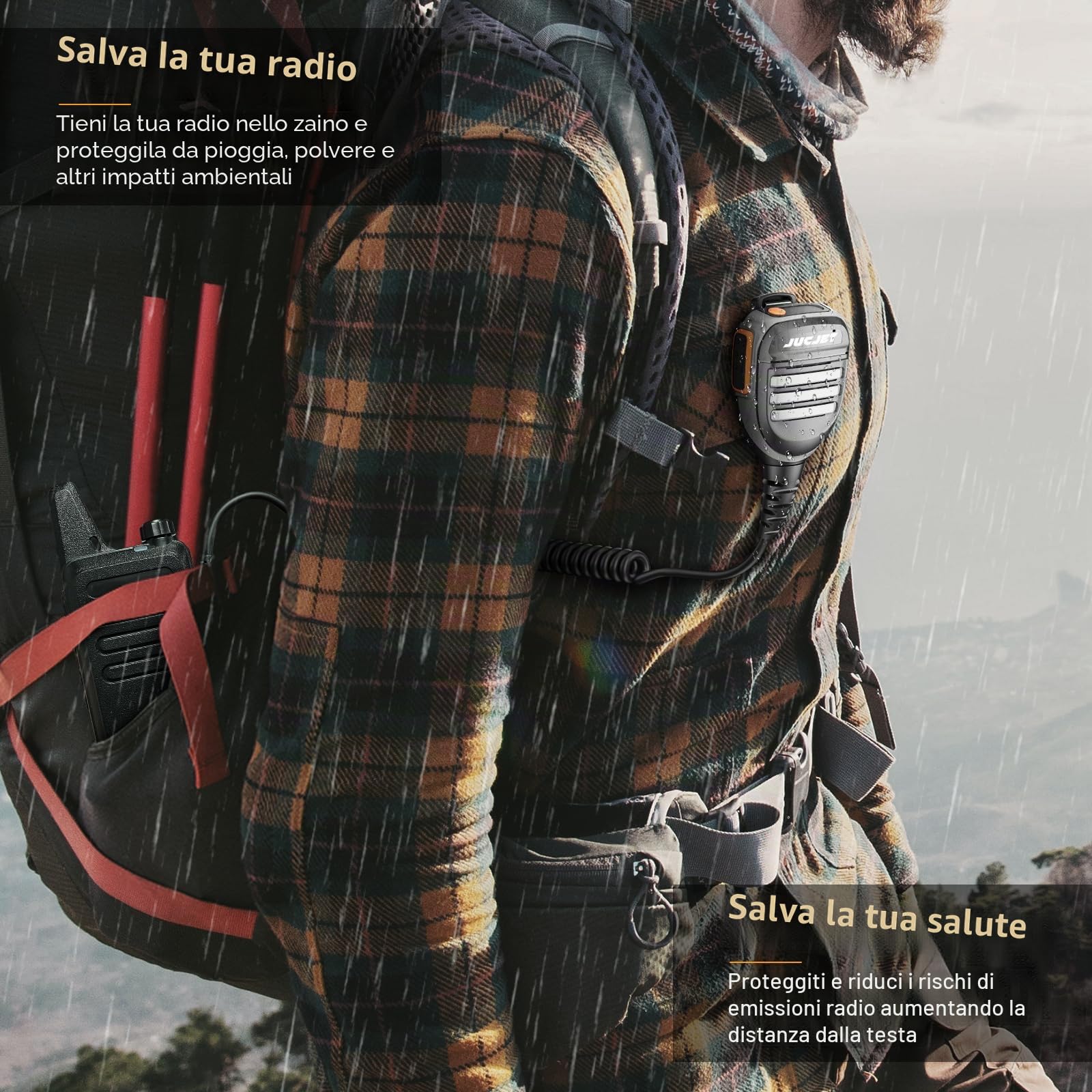 Microfono per altoparlante da spalla per walkie talkie con jack da 3,5 mm per cuffie BF-888s UV-5R UV-82 UV-S9 BF-F8HP UV-10R UV-11R BF-H6 GT-3 GM-15PRO(2 pezzi)