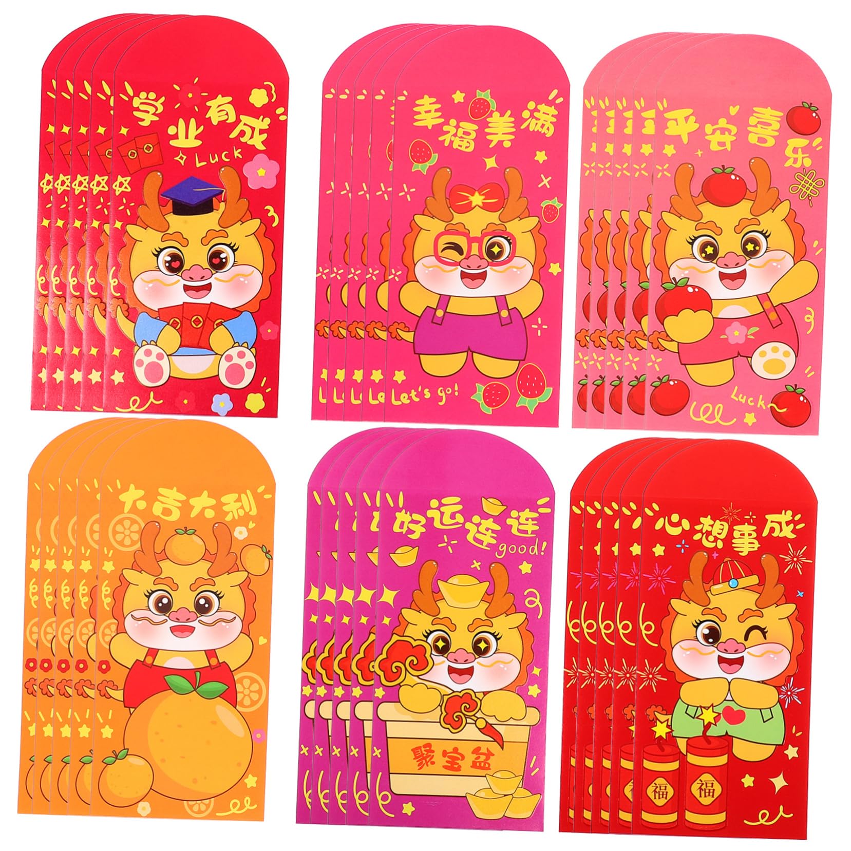 SHINEOFI Decoración Bolsillo Rojo Tradicional Sobres De Dinero Para Efectivo Decoration Bolsas De Año Nuevo Lunar Paquete Sobre De Dinero Rojo Copla Papel 30 Piezas X 4