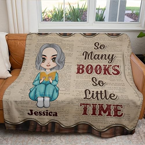 Miniatura 6 de ENCYCOM Manta personalizada con texto en inglés Just a Girl Who Loves Books, manta de lectura para amantes de los libros, manta de lectura para