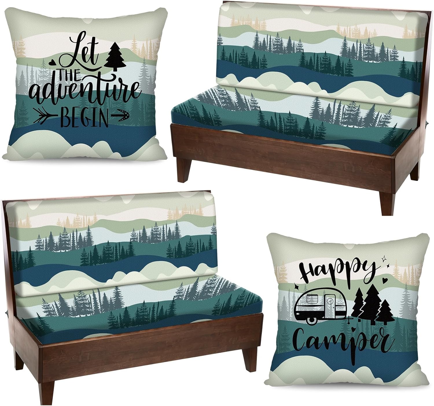 2 Set Rv Dinette Cushion Covers Stretch Washable Rv Cushion Slipcove Replacement for Camper Car Bench