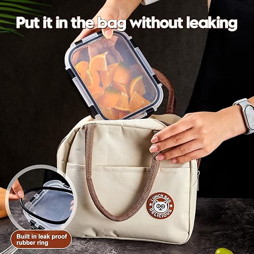 Miniatura 5 de Wells Contenedores de vidrio para preparación de comidas, paquete de 8 recipientes de vidrio para alimentos con tapas herméticas de bloqueo para