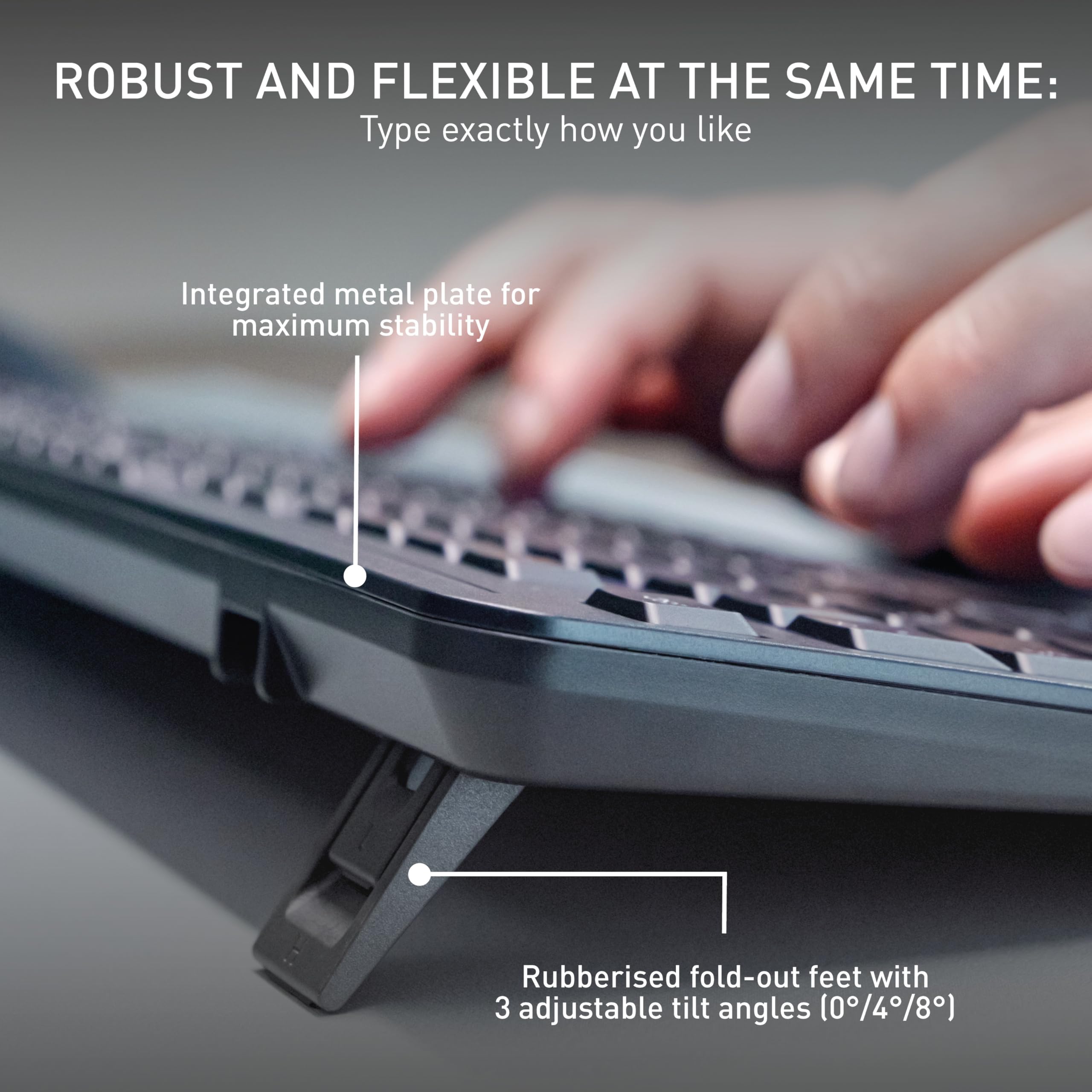 CHERRY STREAM KEYBOARD ULTIMATE, Bezprzewodowa Klawiatura Obsługująca do 4 Urządzeń, Układ US (QWERTY), Bluetooth, 2,4 GHz i Kabel, Podświetlana, Czarny