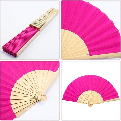 Miniatura 5 de Chuangdi 2 ventiladores de mano plegables para baile de línea, abanicos de madera para bodas, de mano para mujeres, con bolsas de organza con
