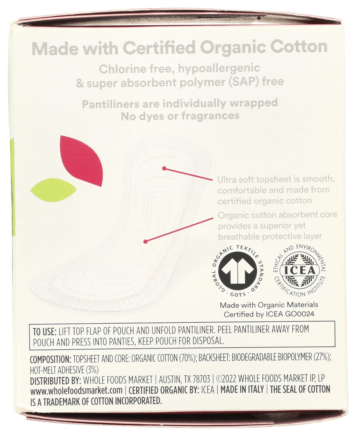 Azalea, Organic Cotton Pantiliners, Ultra Thin, 24 ct image 5