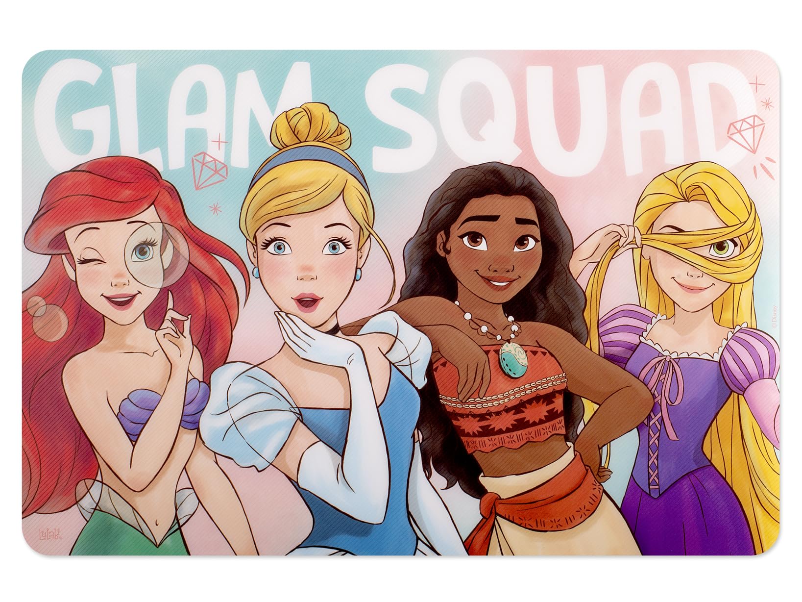 Lulabi Princess Girlpower Set 12 Tovagliette in Polipropilene – 45x30 cm, Design Colorato con Principesse Disney, Licenza Ufficiale