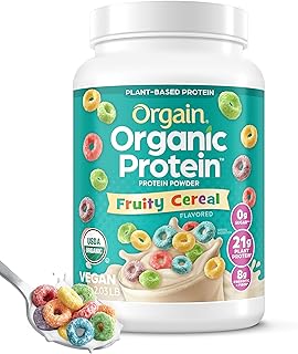 Orgain Organic Vegan Protein Powder, Fruity Cereal - 21g Plant Based Protein, Gluten Free, Dairy Free, Lactose Free, Soy F...
