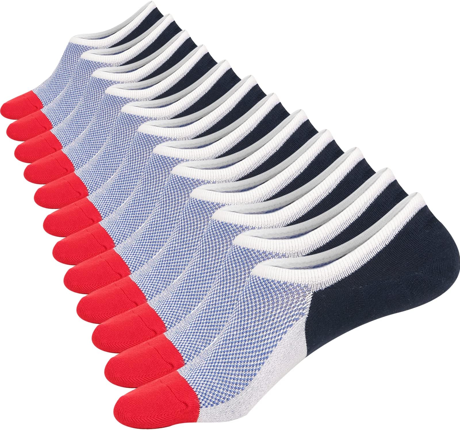 Mottee&Zconia Mens/Womens Low Cut No Show Socks Lightweight Mesh Top Cotton Casual Non-Slide Socks,6 Pairs, Upgrade No Sense Silicone Heel, 8-11