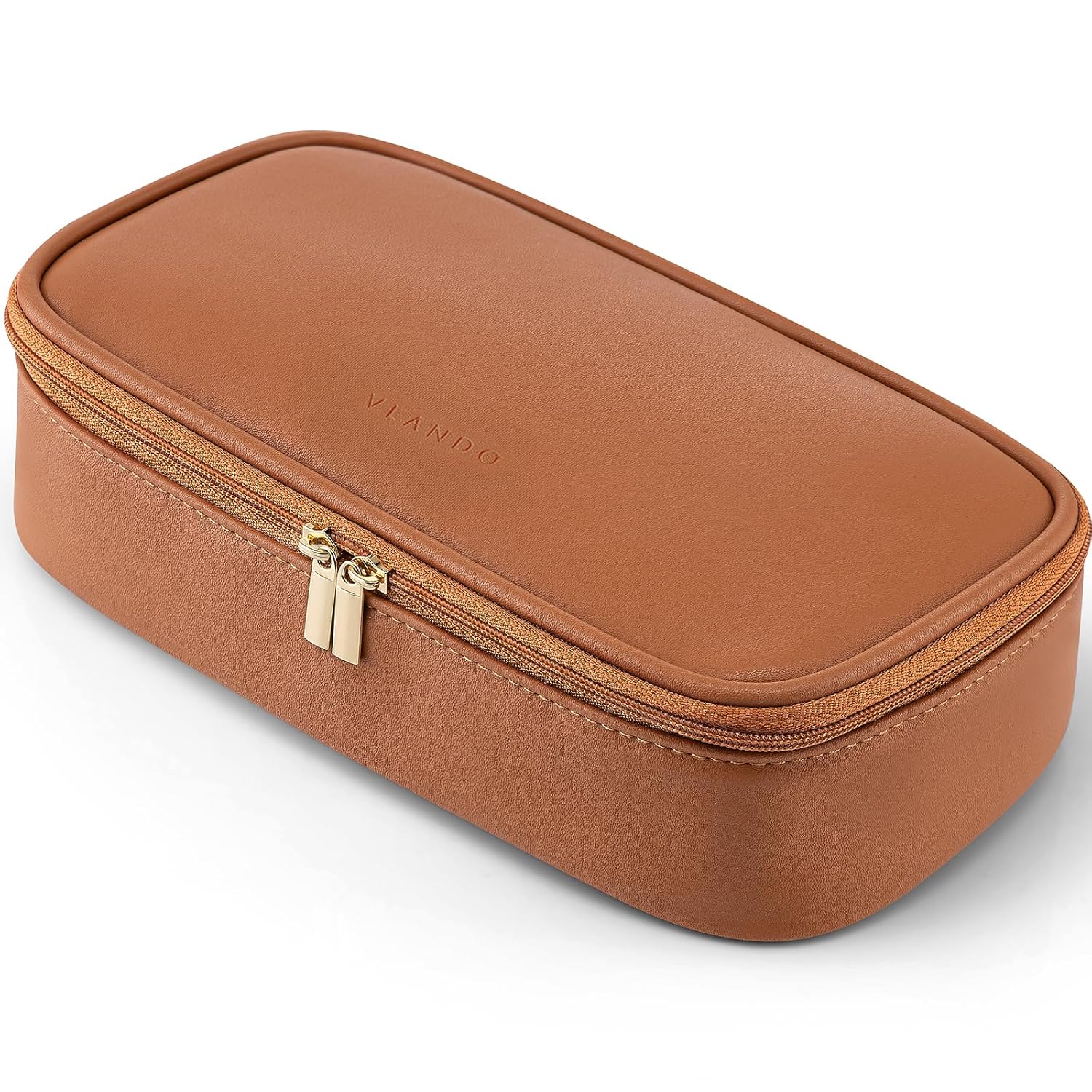 Vlando Travel Makeup Bag,Small Makeup Bag for Women,Gifts for Women Girls, Makeup Pouch Purse Travel Essentials Toiletries-Brown 01-Brown