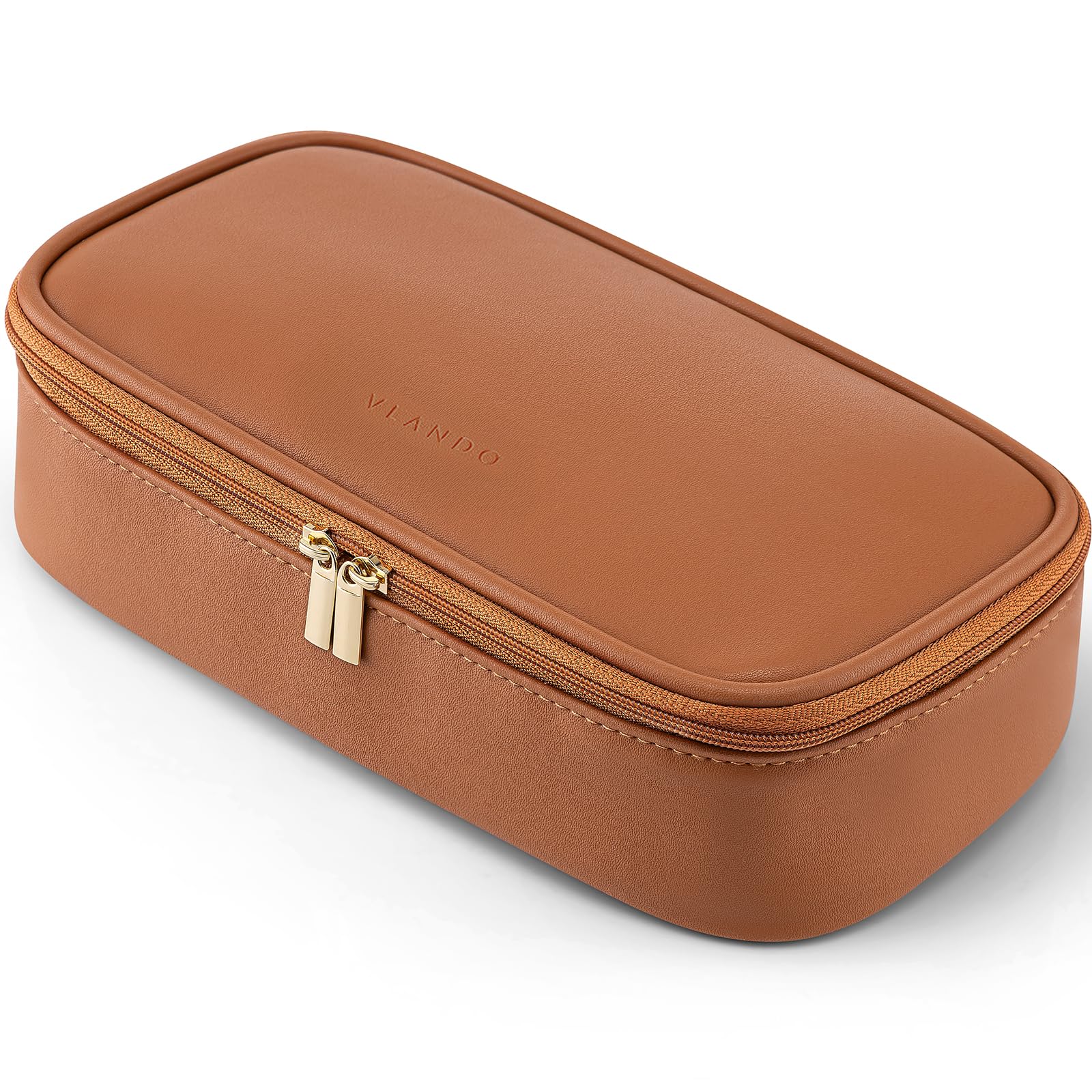 Vlando Sac de Maquillage de Voyage Petit Organisateur en Cuir PU Marron 01