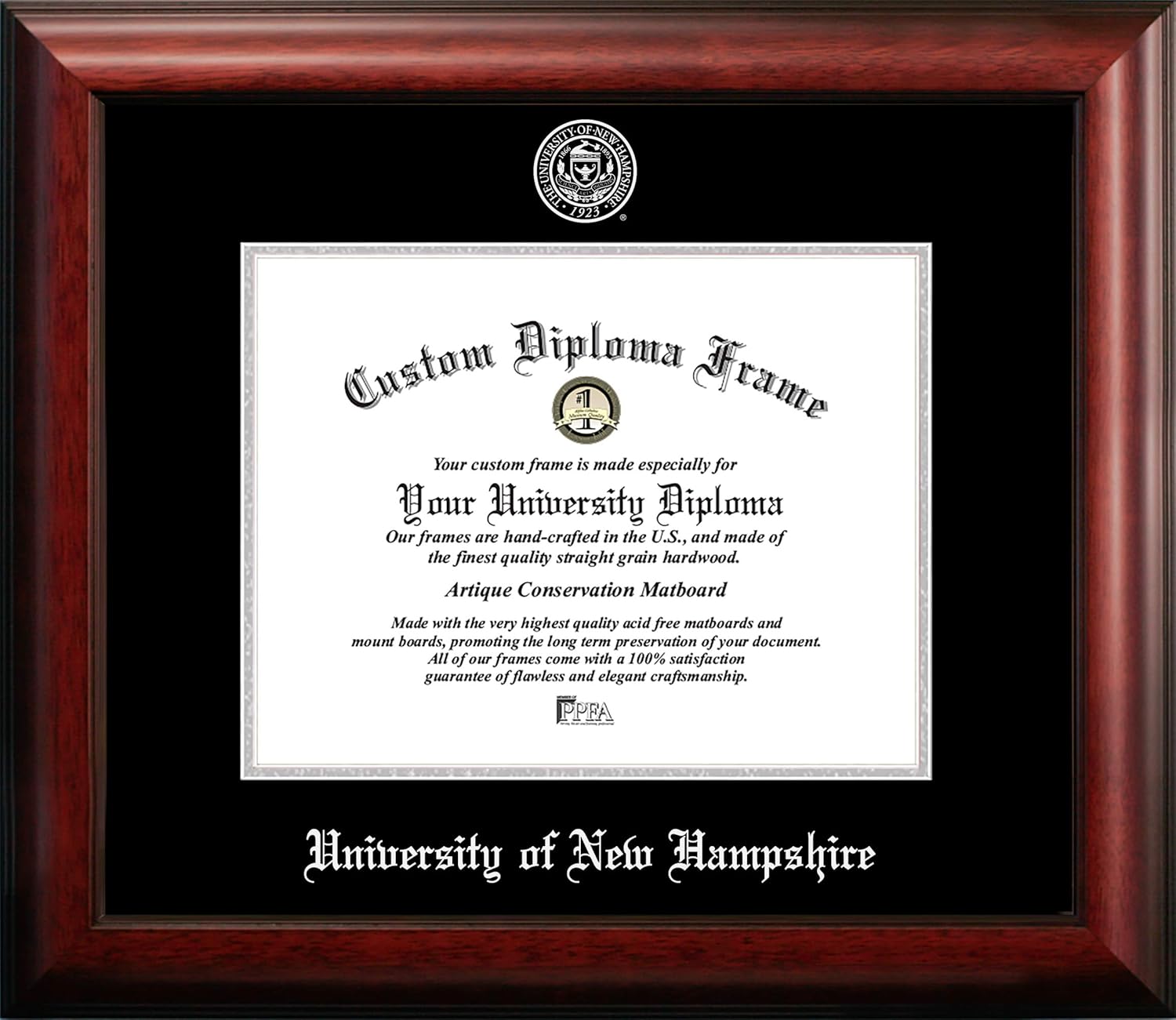Campus Images NCAA New Hampshire Wildcats Unisex Silver Embossed Diploma Frame University of New Hampshire 10W x 8H Silver Embossed Diploma Frame, Brown, One Size