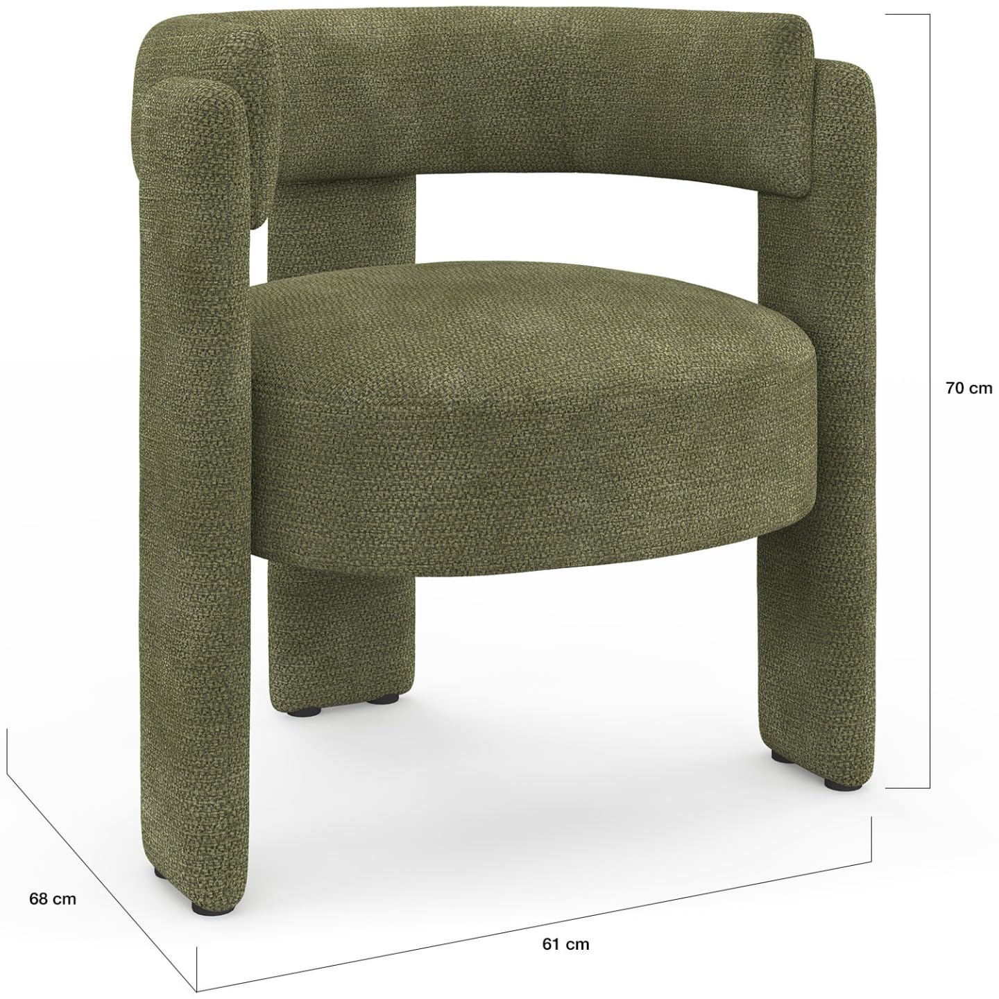 IDMarket - Fauteuil tripode Gustave Tissu Chenille Vert