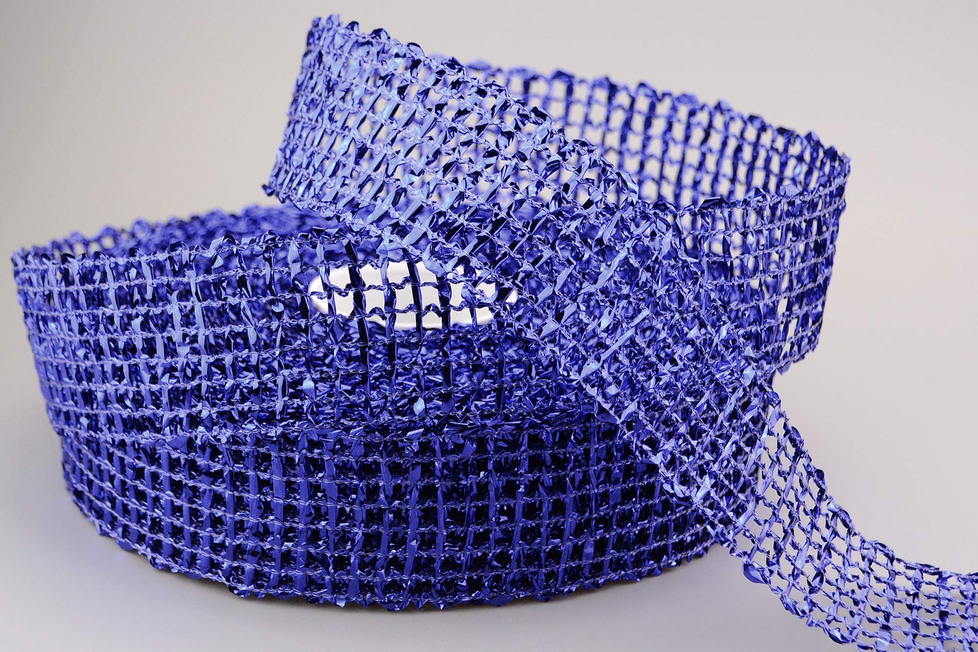 finemark 25 m x 50 mm Decorative Ribbon Glossy Grid Blue Dark Blue Gift Ribbon Checked Grid Ribbon Mesh Ribbon Decoration Shiny Metallic for Crafts Decorating Christmas Advent Party
