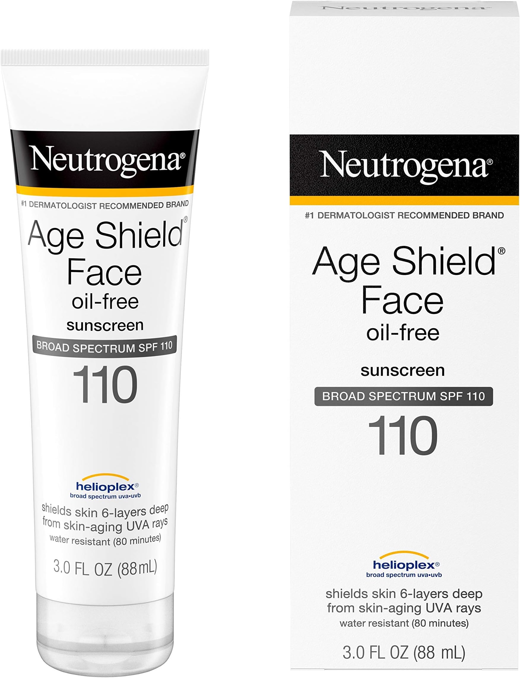 Neutrogena Age Shield Face Lotion Sunscreen with Broad Spectrum SPF 110, Oil-Free & Non-Comedogenic Moisturizing Sunscreen to Prevent Signs of Aging, 3 fl. oz