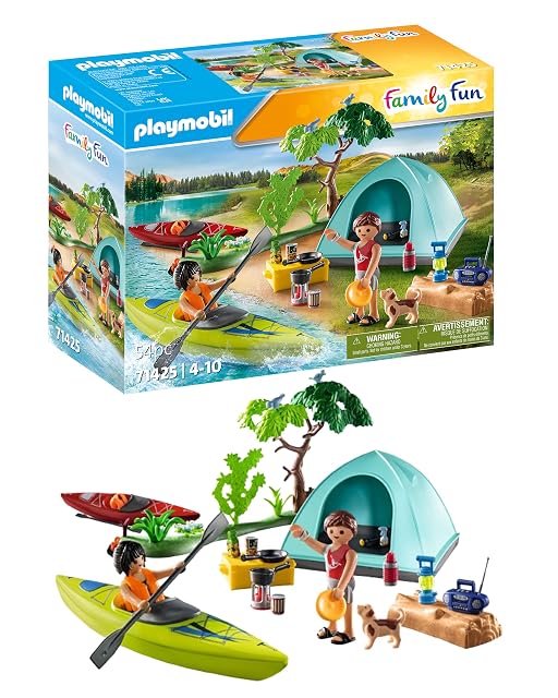 PLAYMOBIL Family Fun 71425 Camping con Hoguera, Aventura al Aire Libre en el Camping