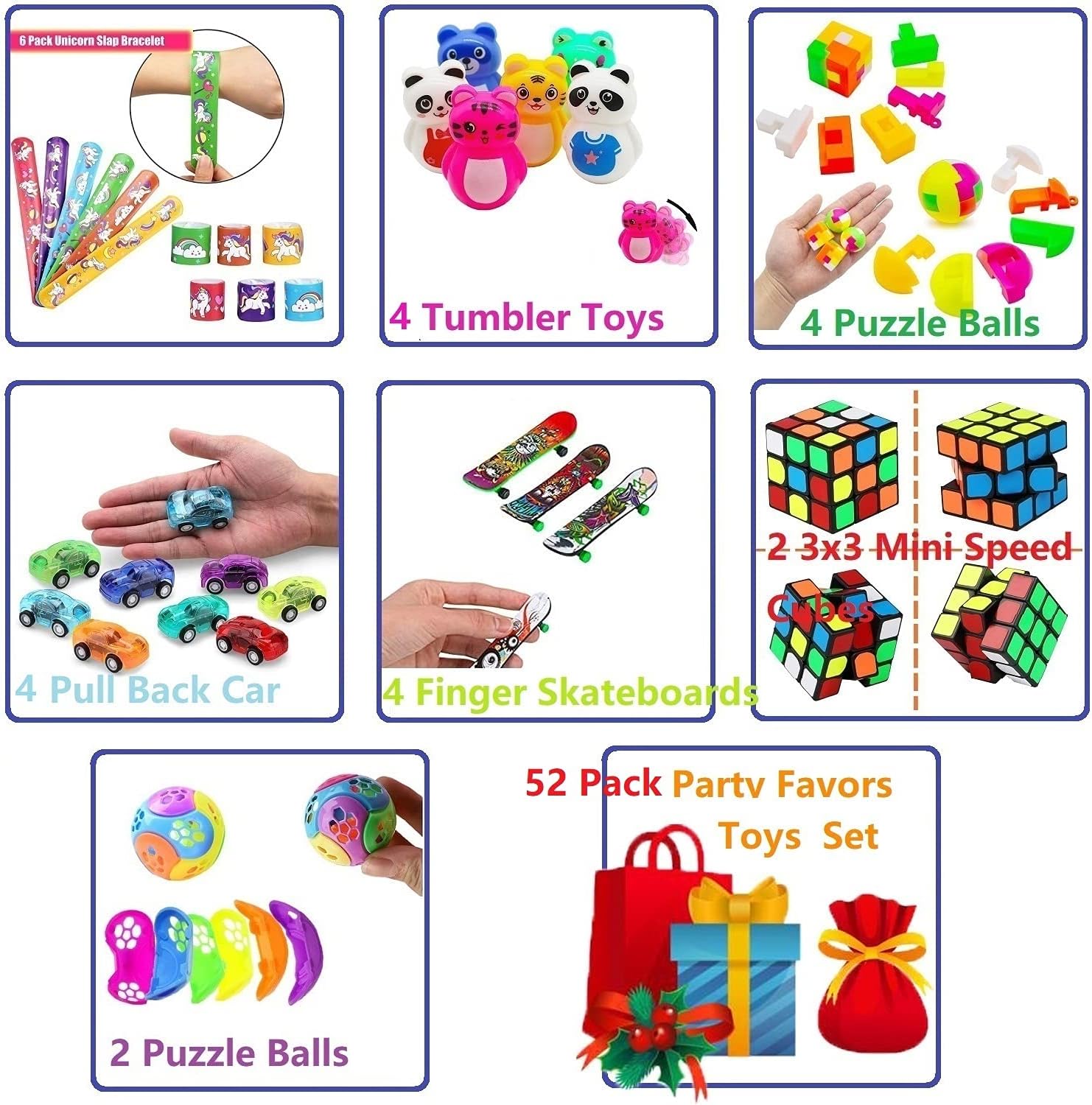52 Pcs Party Favors for Kids 4-8, Birthday Gift Toys, Stocking Stuffers, Treasure Box Toys, Carnival Prizes, School Classroom Rewards, Pinata Stuffers, Goodie Bags Filler for Boys and Girls 8-12 : Toys & Games