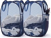 Vista 21 de TECHMILLY Cesta plegable de malla para la ropa sucia con asas resistentes y bolsillo lateral, cestas plegables portátiles para ropa para dormitorio