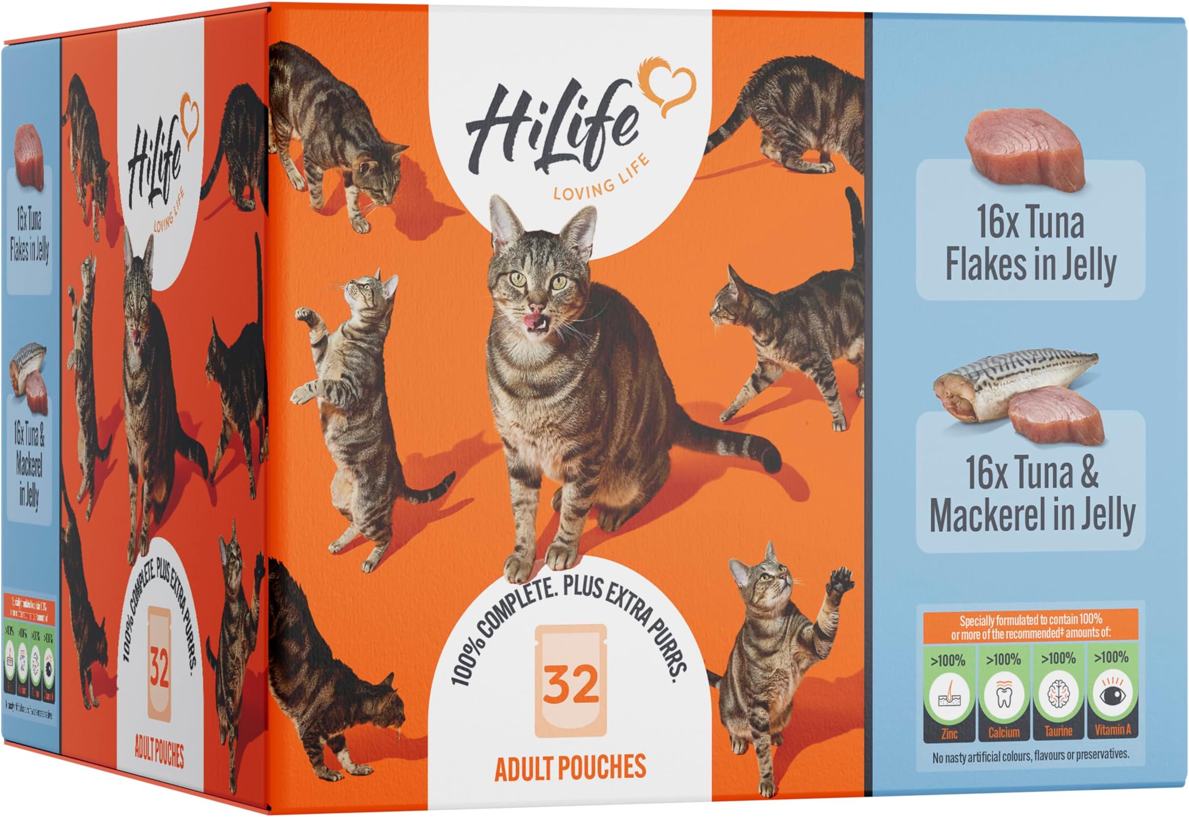 32 x HiLife Its Only Natural Cat Pouch Multipack The Big Tuna One In Jelly 70g