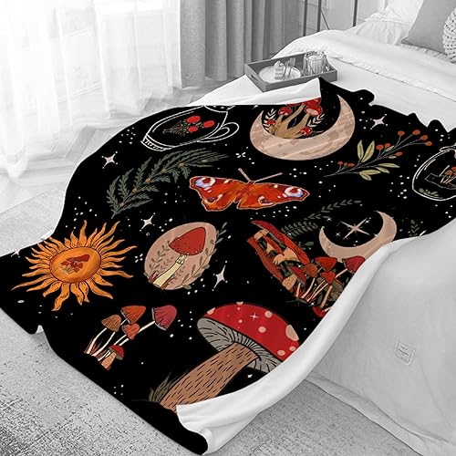 Miniatura 2 de Manta de hongos, regalos para mujeres, suave y acogedora manta de franela de vellón para todas las estaciones, mantas decorativas para sofá, cama,