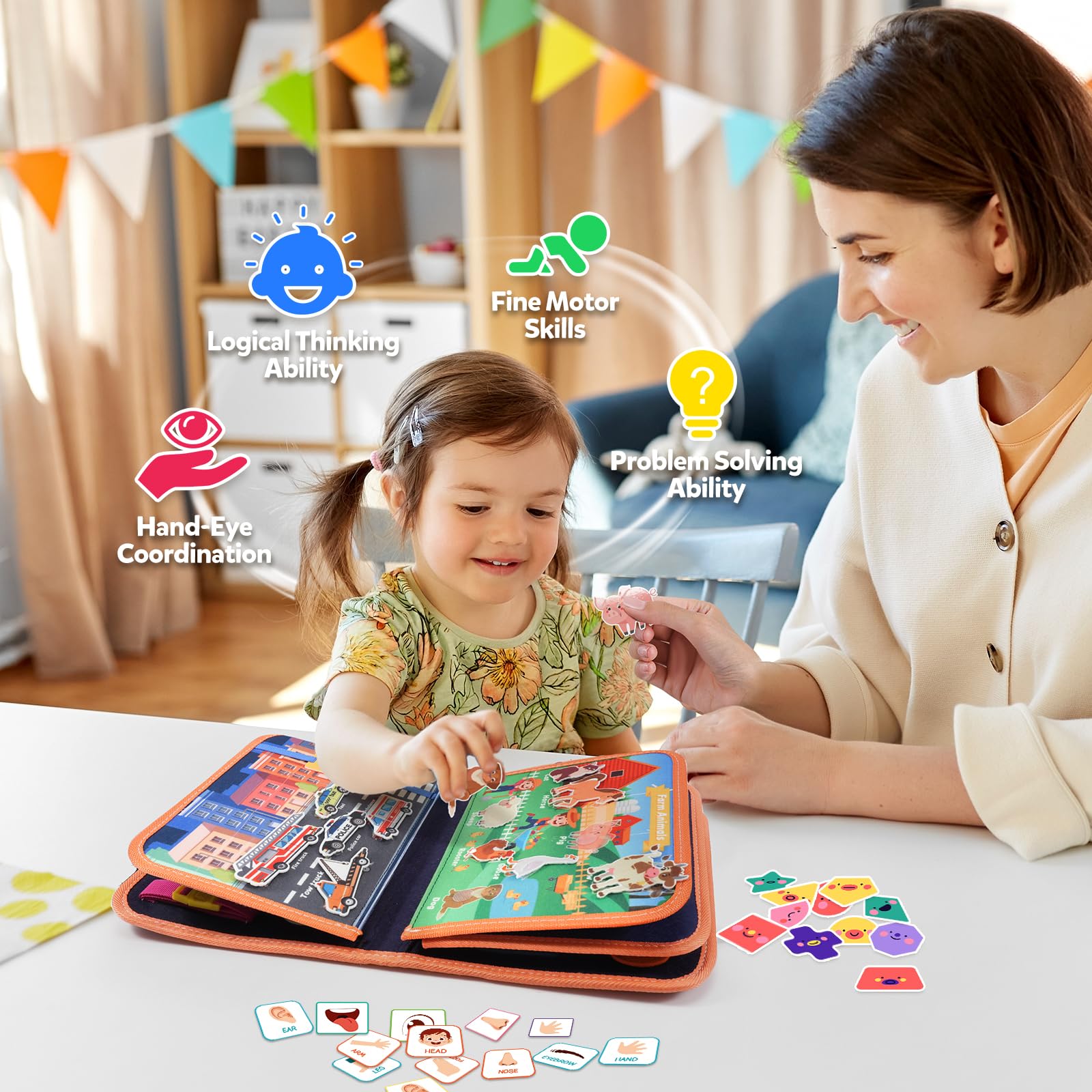 Tableau D'Activités Sensoriel Montessori – Livre En Feutre 8 Pages – Jouet Motricité Et Connaissances – Dès 1 An