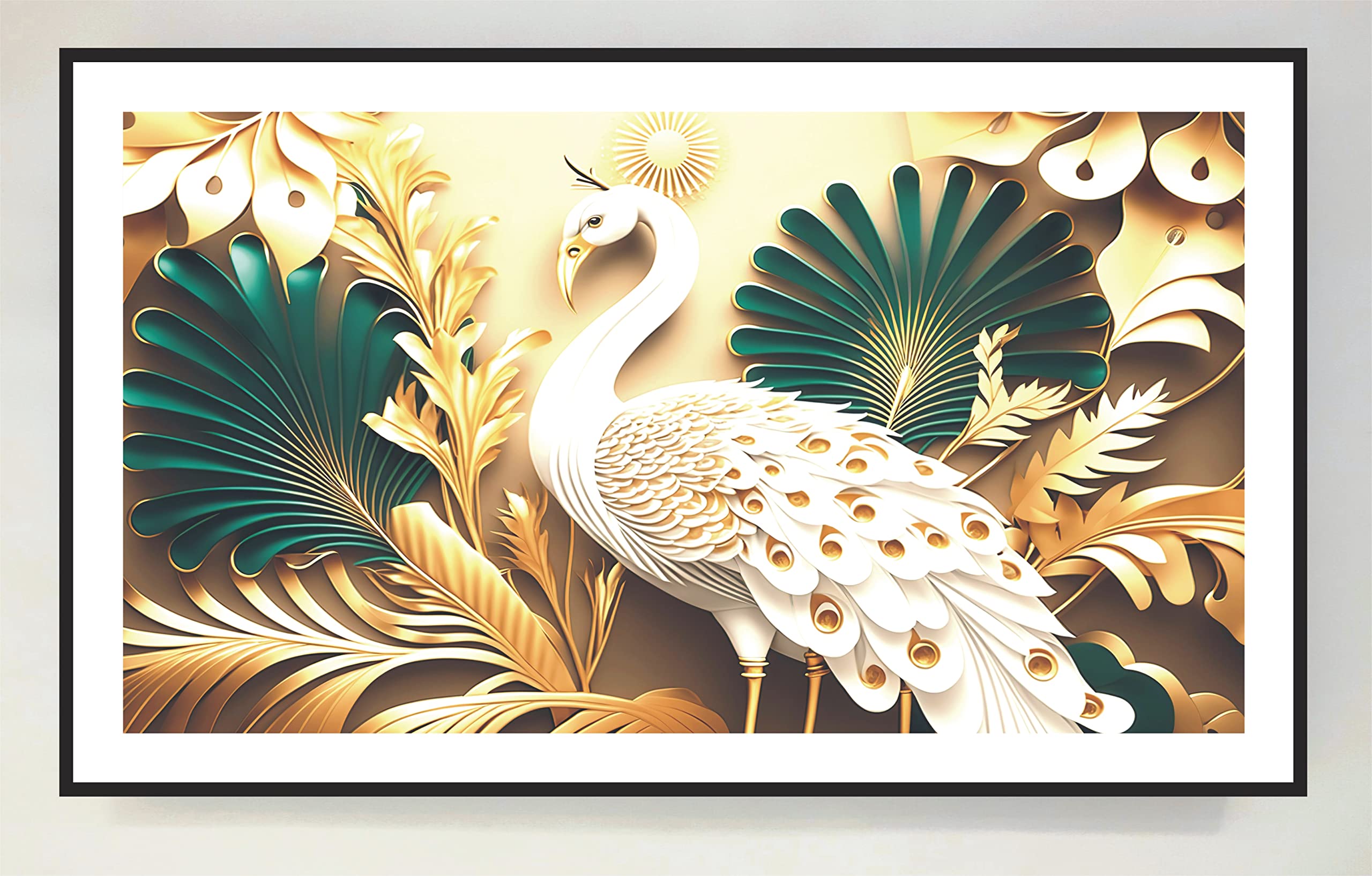 Amazon.co.jp: CCRETROILUMINADOS 絵画 黒漆塗りの木製フレーム、金色