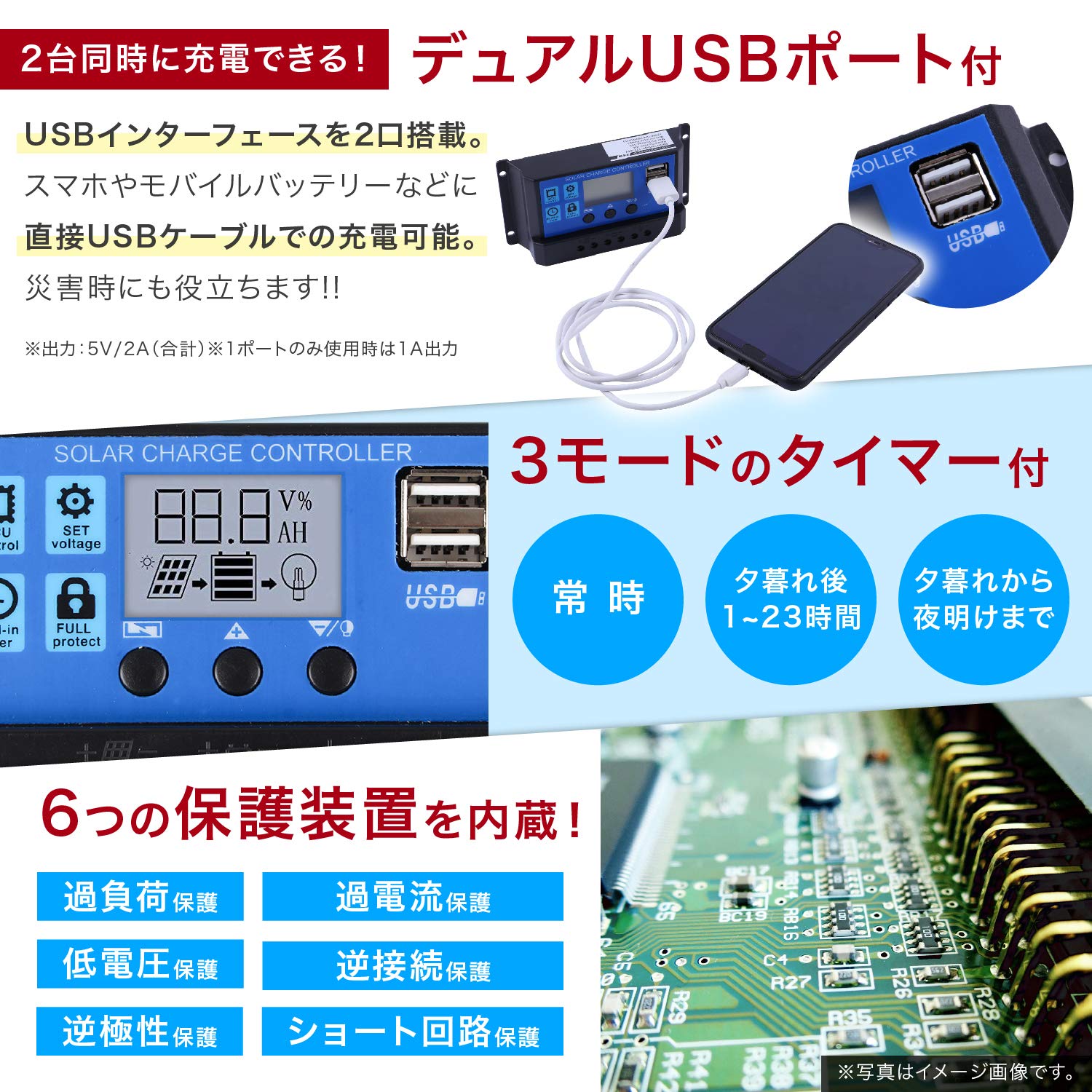 Amazon.co.jp: CURE（キュア） チャージコントローラー ソーラーパネル 