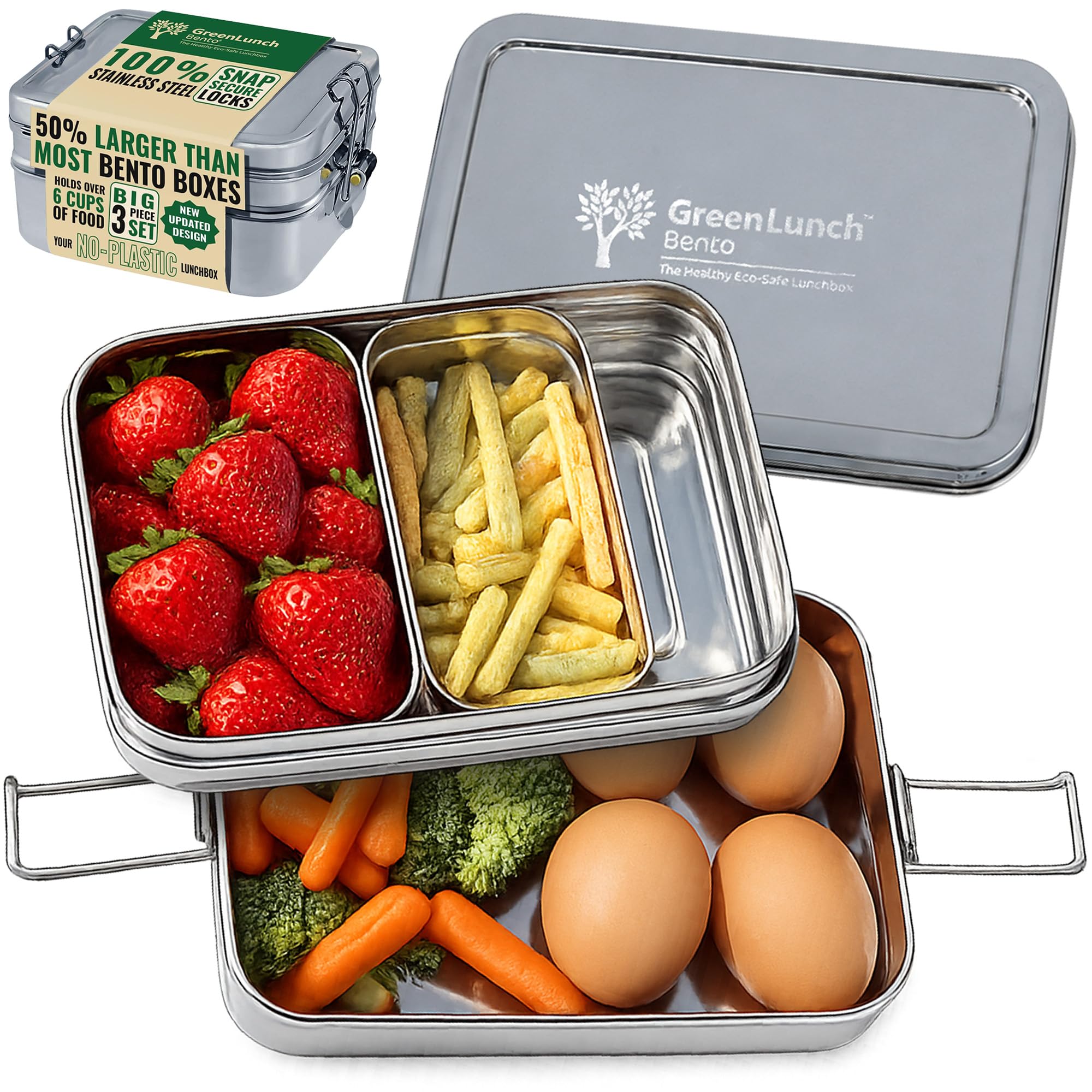 Stackable Stainless Steel Bento Box for Adults, 6 Cups with Snack Pod
