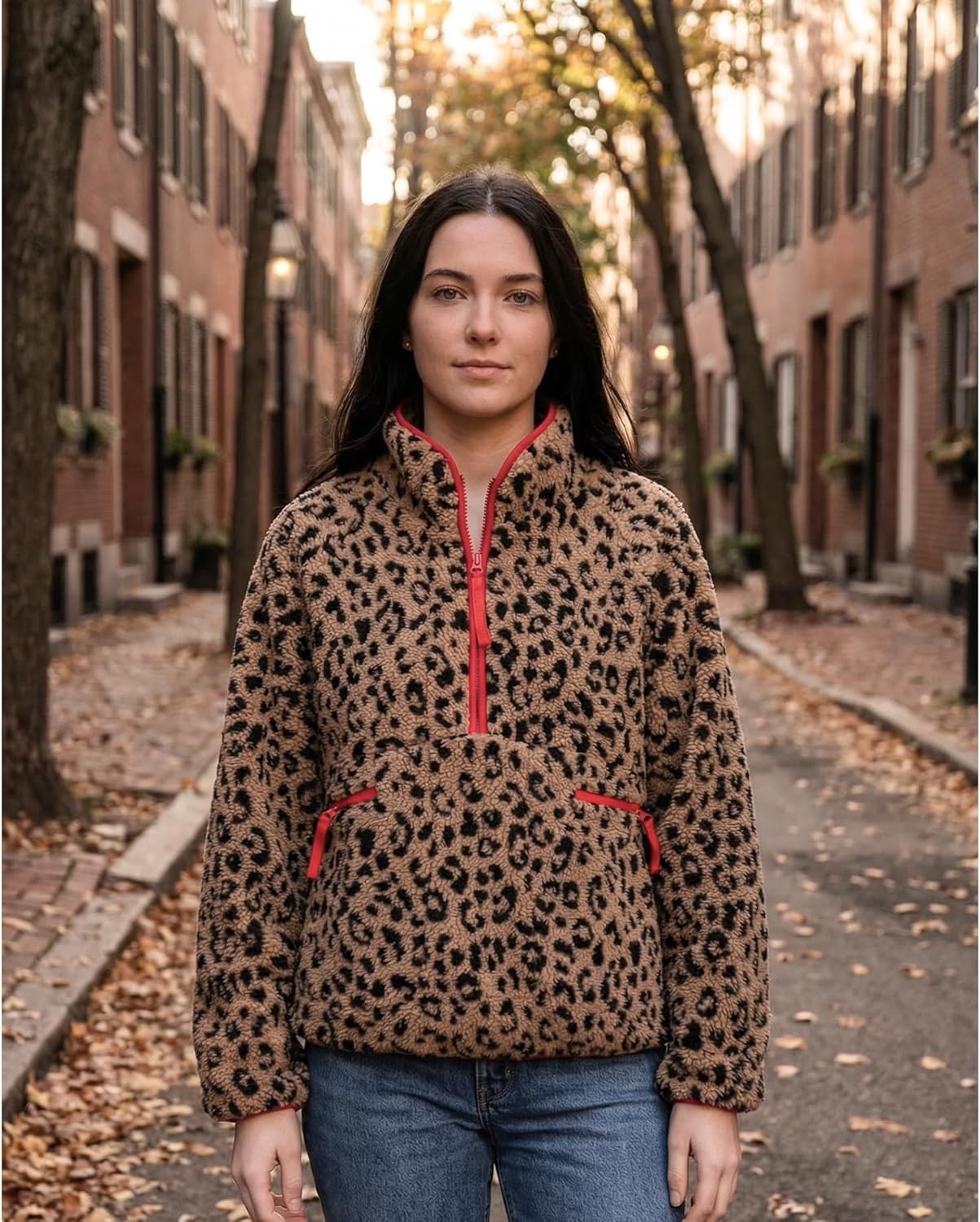 Ainangua Fuzzy Half Zip Fleece Jacket Women Long Sleeve Sherpa Pullover Sweatshirt Casual Warm Winter Chunky Teddy Outerwear